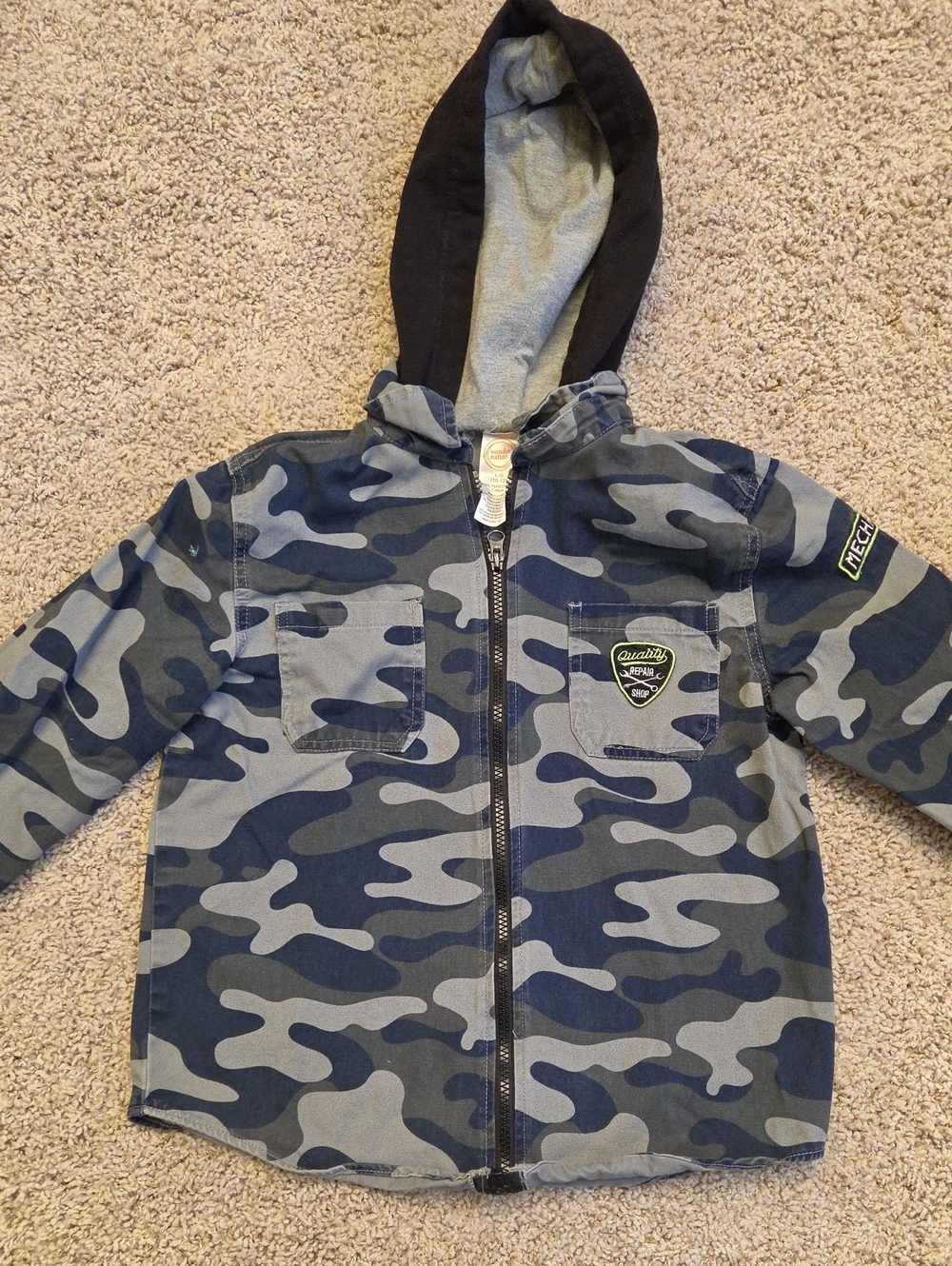 Boys Wonder Nation Camo Hoodie Jacket Size Large 10 - 12